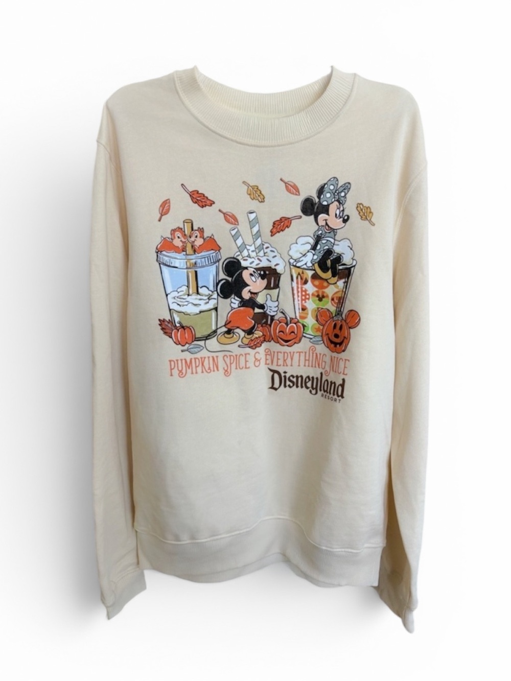 Disney Cream Pumpkin Spice and Everything Nice Mickey & Minnie Fall Sweater